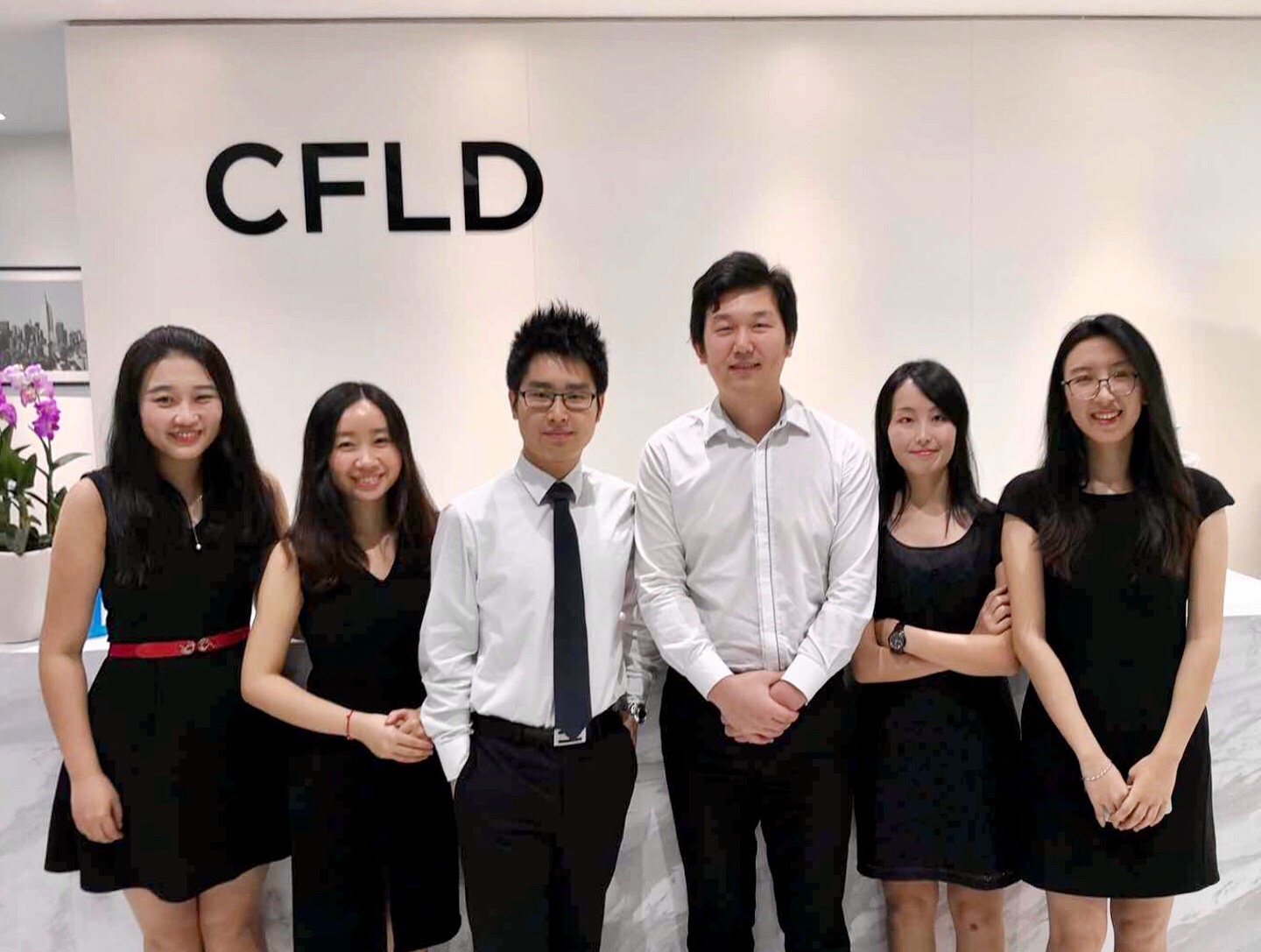 Tang Han (second from right) with her colleagues from her internship at CFLD (China Fortune Land Development)